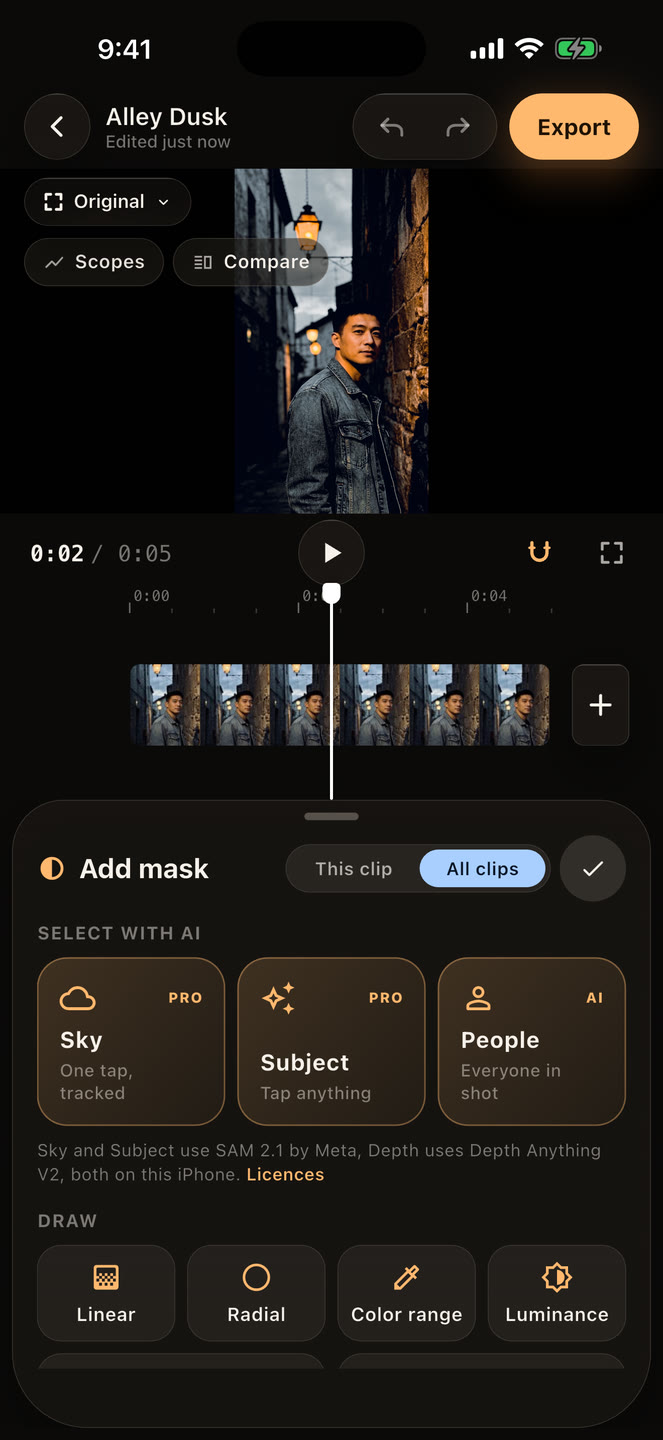 Adding a mask: AI, Draw and Layer options