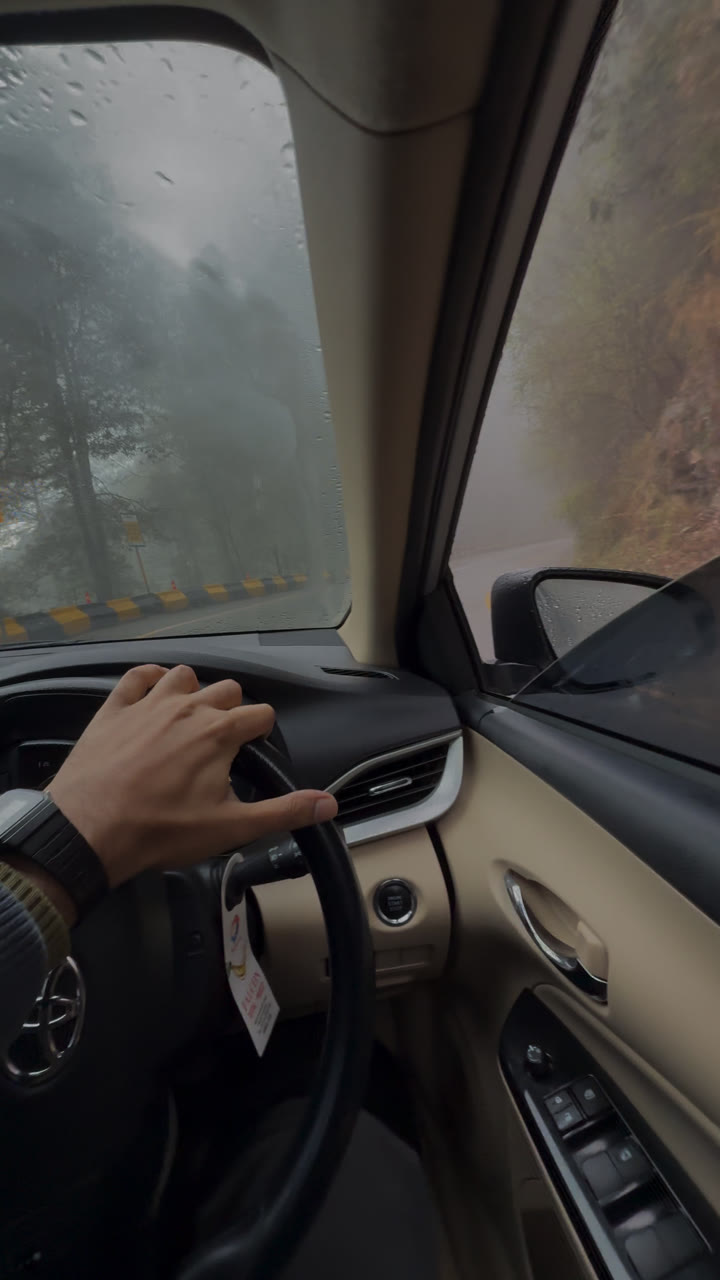 Original iPhone footage of a rainy mountain drive