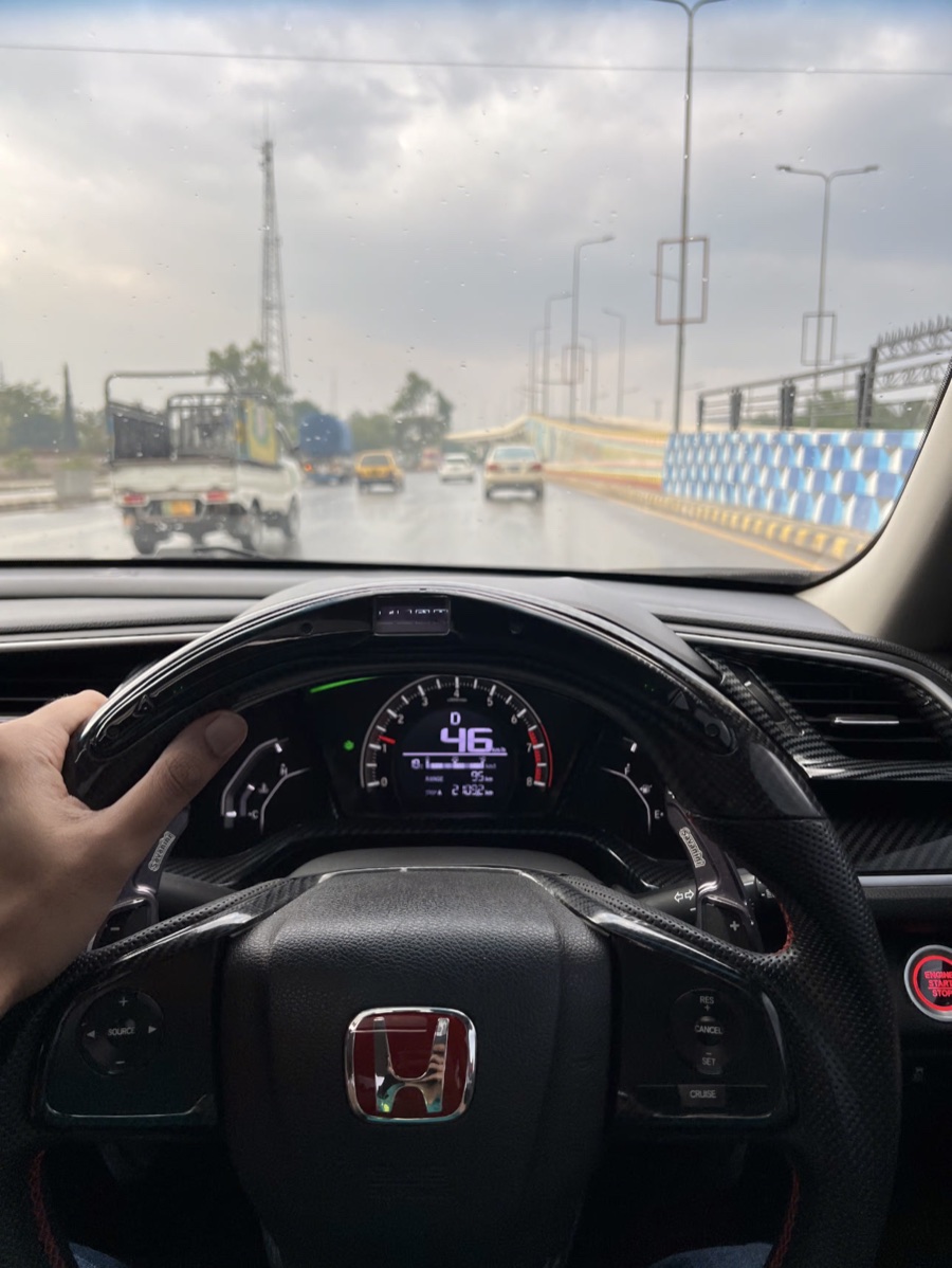 A rainy drive, as shot